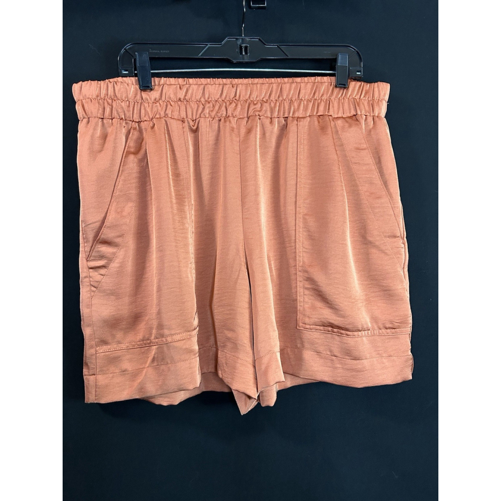 A New Day Women's Shorts XXL High-Rise Satin Pull-on Coral Pockets Dressy Plus